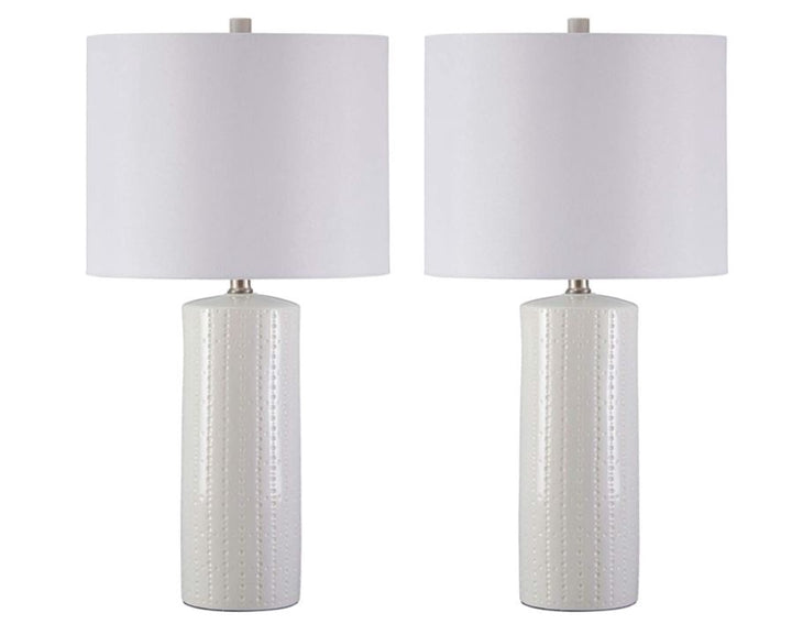 ASHLEY Table Lamp Signature Design Steuben Textured Ceramic Set of 2 Solid White L177904