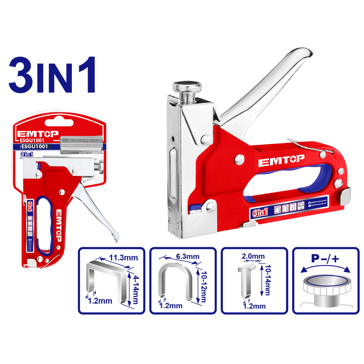 EMTOP Staple Gun ESGU1001 Heavy Duty with Staple