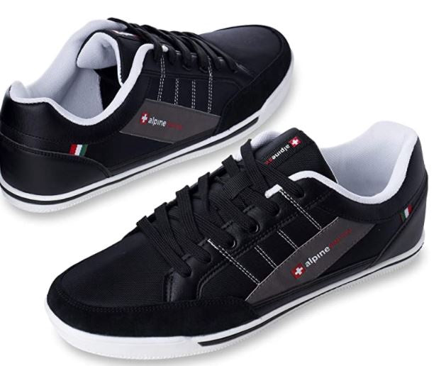 ALPINESWISS Footwear Alpine Swiss Men's Stefan Suede Trim Black Sneakers