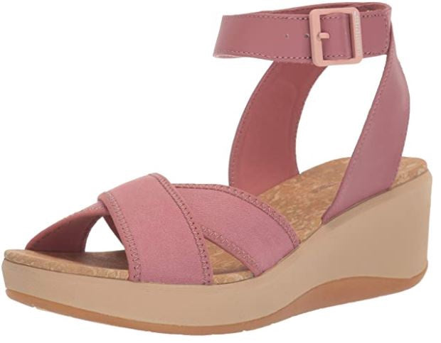 CLARKS Footwear Women's Step Cali Coast Wedge Sandal Mauve Canvas