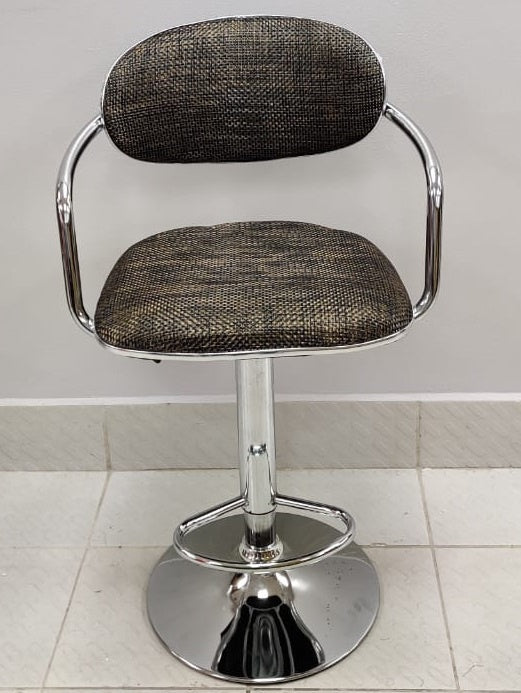 Bar Stool with Back Rest Brown and Silver