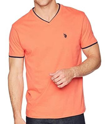 US POLO ASSN. Men T-SHIRT Us Polo Vneck Orange