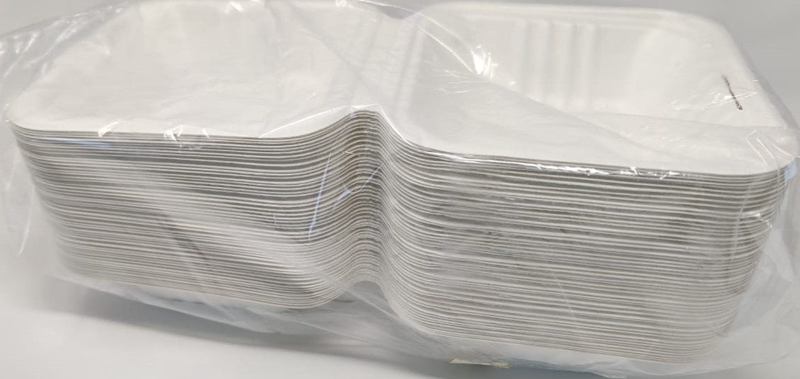 Food Box Biodegradable 6" X 6" 50PCS Pack 1 Comparment