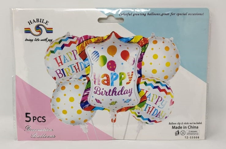 Party Balloons 5PCS Pack Happy Birthday LS521 TZ-S5008