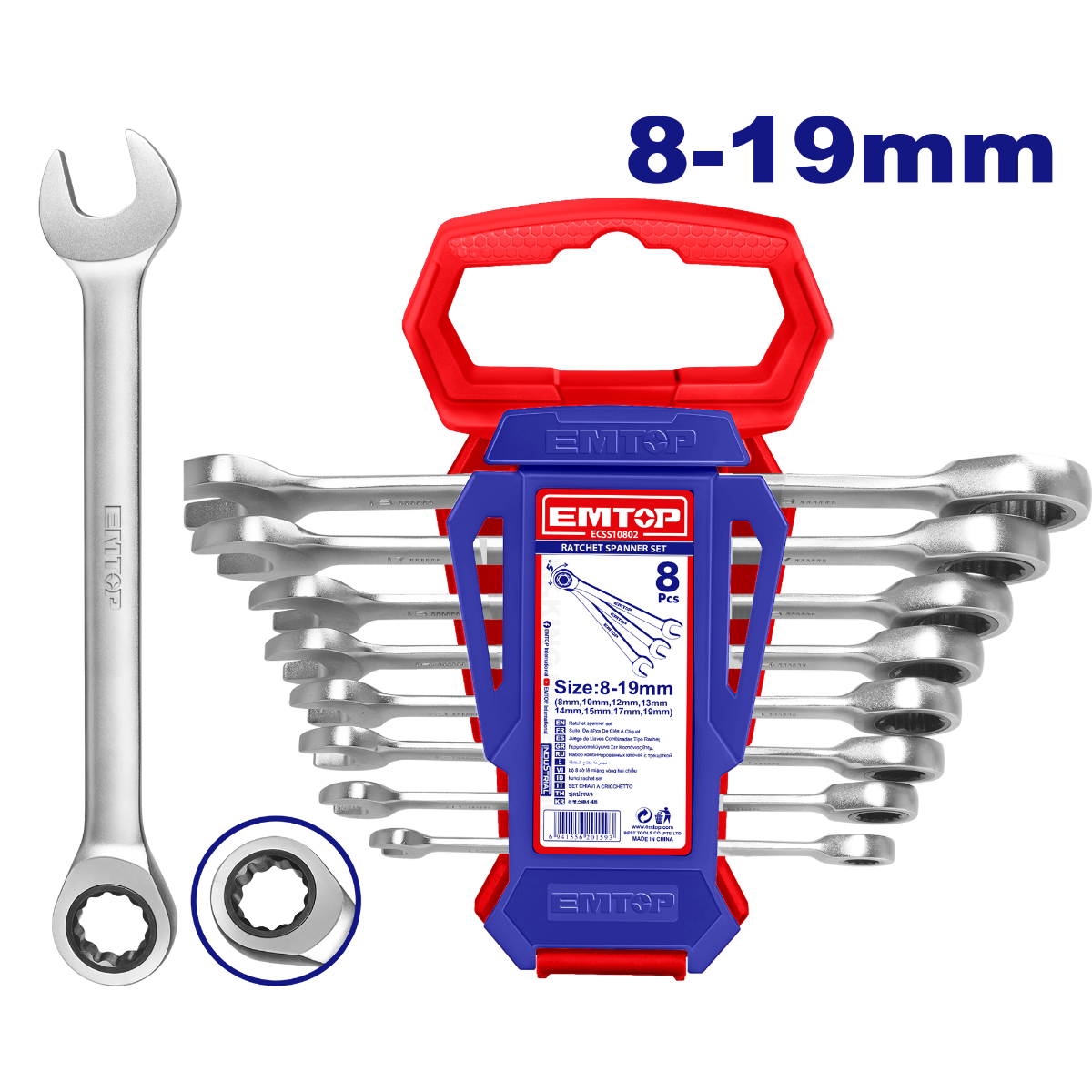 EMTOP Spanner Set 8PCS ECSS10802 Ratchet