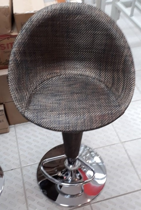 Bar Stool with Full Back Rest Brown and Silver