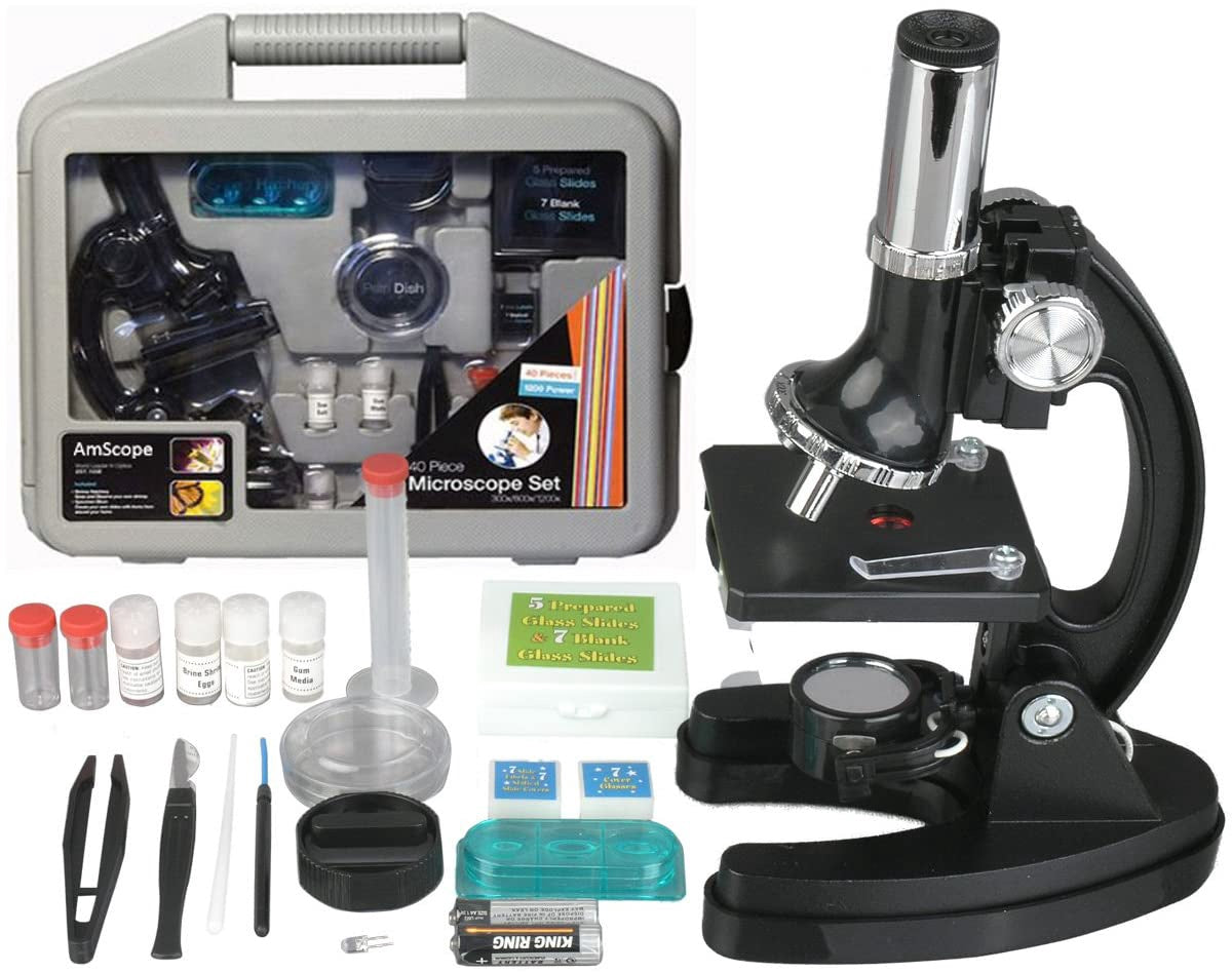 IQ CREW Microscope Kids Beginner Stem Carrying Case Black