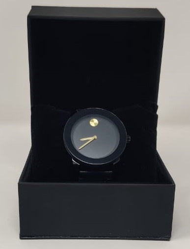 GENERIC Watch Fashion Men Black with Black Leather Smooth Strap
