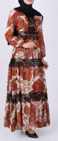 OZ DUMAN Dress Brown FLORAL/PAISLEY