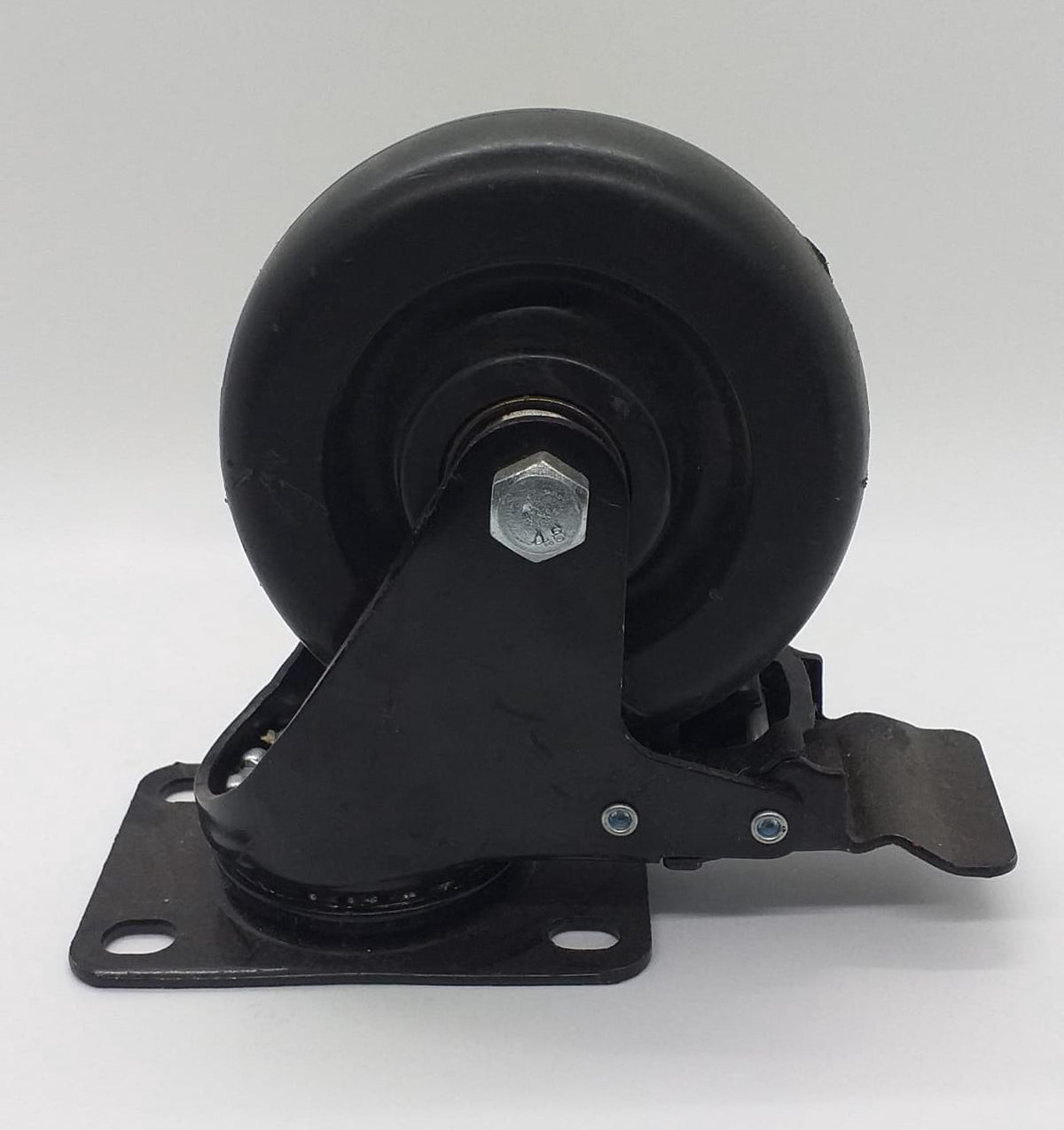Wheel Coaster 4" SWIVEL/BRAKES Black H/D
