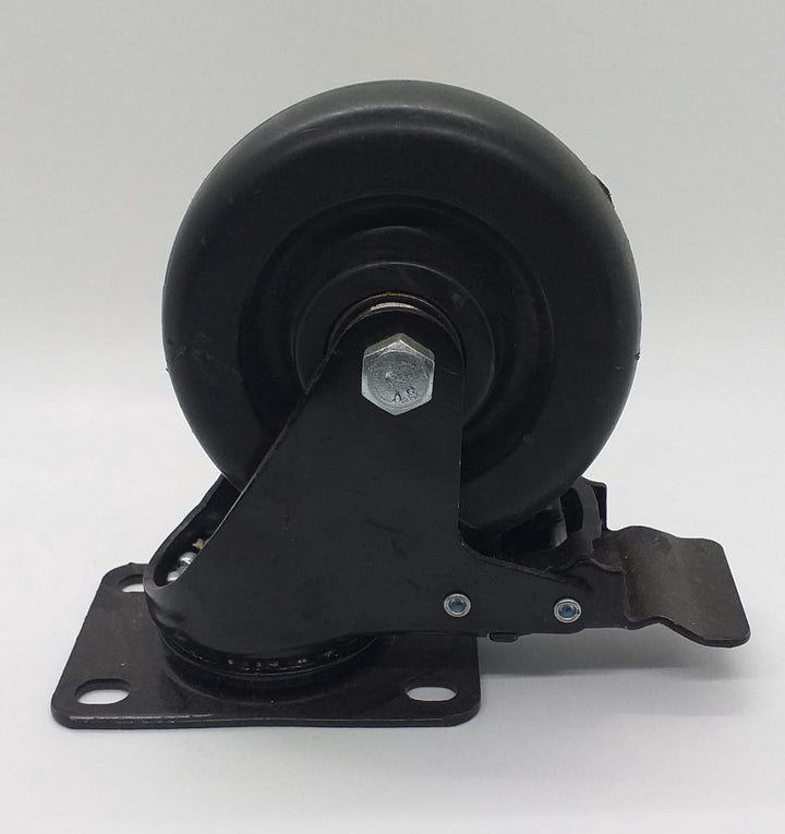 Wheel Coaster 4" SWIVEL/BRAKES Black H/D