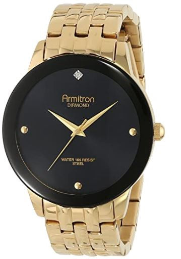 ARMITRON Watch Men's 20/4952 Diamond Black Dial Gold Bracelet