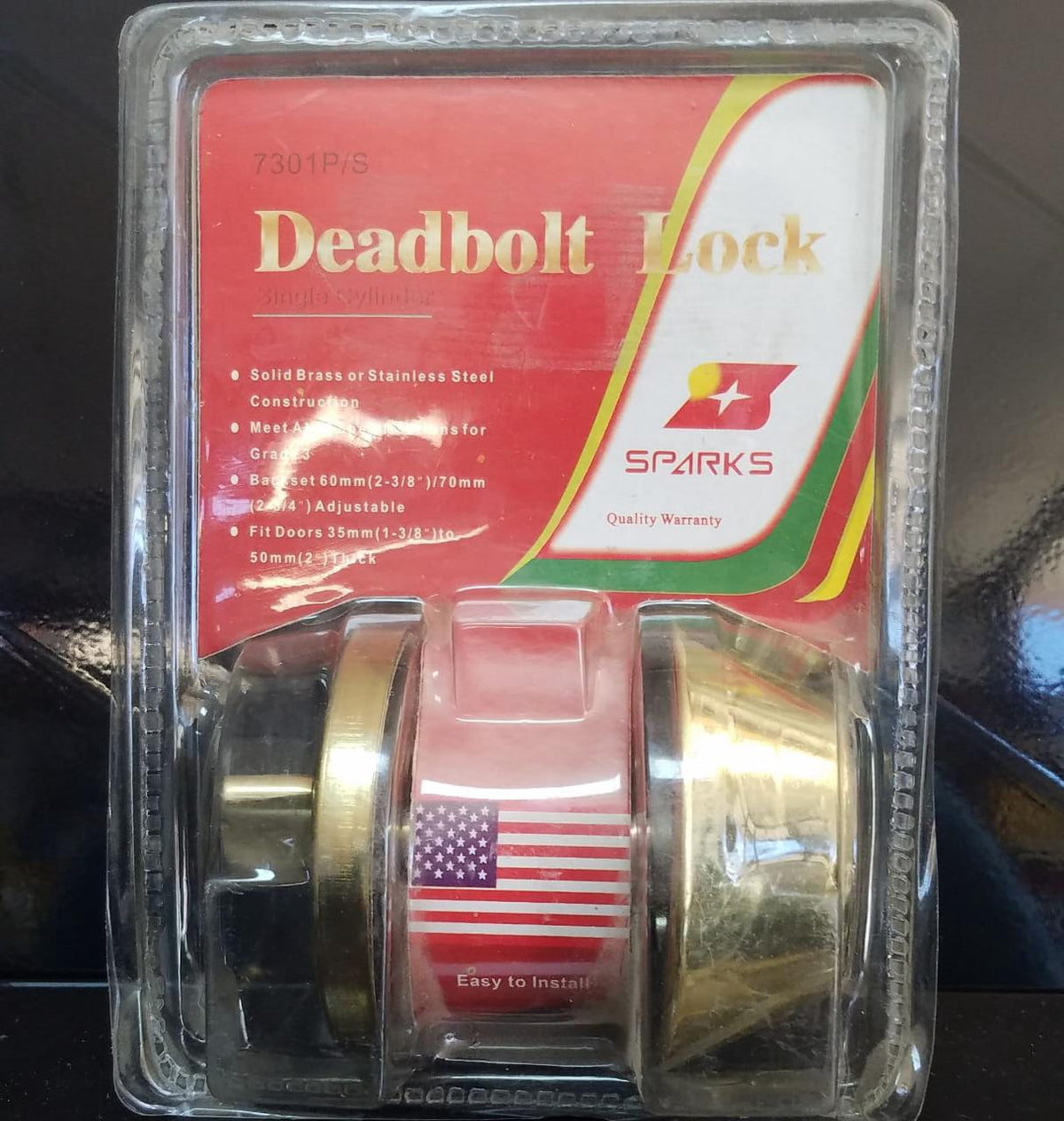 SPARKS Lock Deadbolt Single Gold 7301P/S