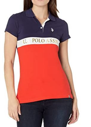 US POLO ASSN. Women Shirt Polo Us Polo Color Block Foil Print