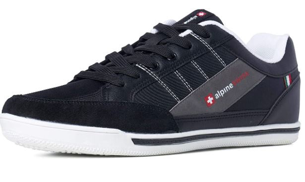 ALPINESWISS Footwear Alpine Swiss Men's Stefan Suede Trim Black Sneakers
