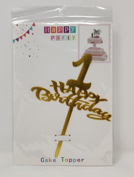 Party Cake Topper Happy Birthday with Numbers 0-9 Gold 870