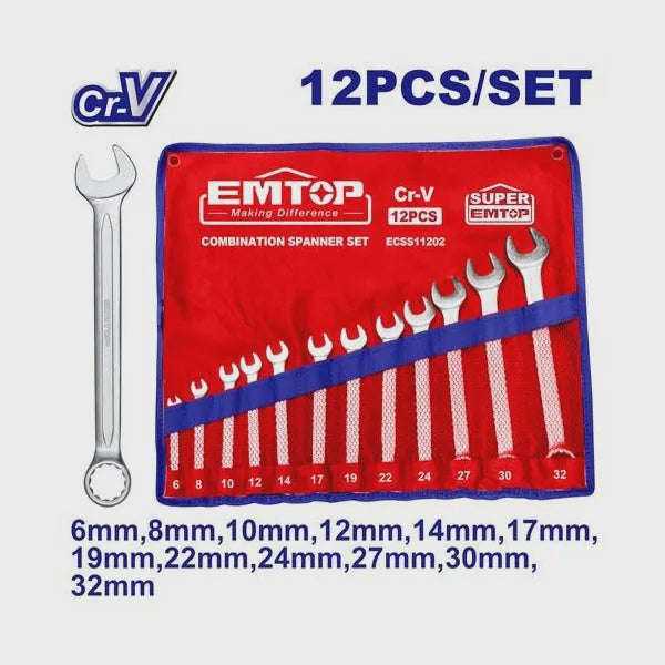 EMTOP Spanner Set 12PCS ECSS11202 Ratchet