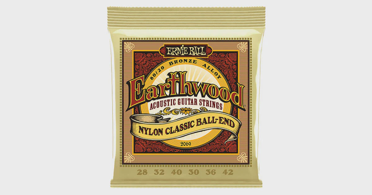 ERNIE BALL Guitar String Earthwood 2069 P02069 28-42 Custom Nylon Classic BALL-END Acoustic 80/20 Bronze Alloy