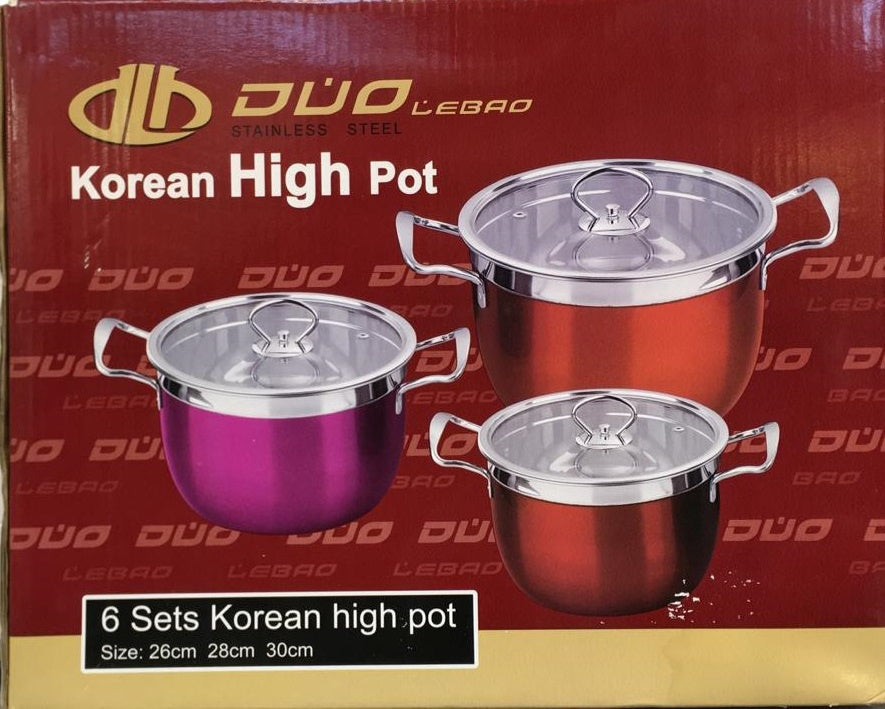 Pot Set 3PCS DLB0406 with Cover Korean High Duo
