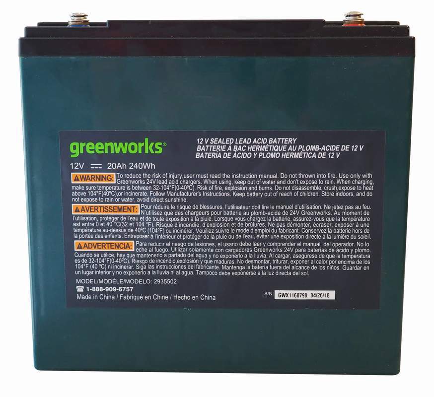 GREENWORKS Battery Rechargable 12V 20AH 240WH