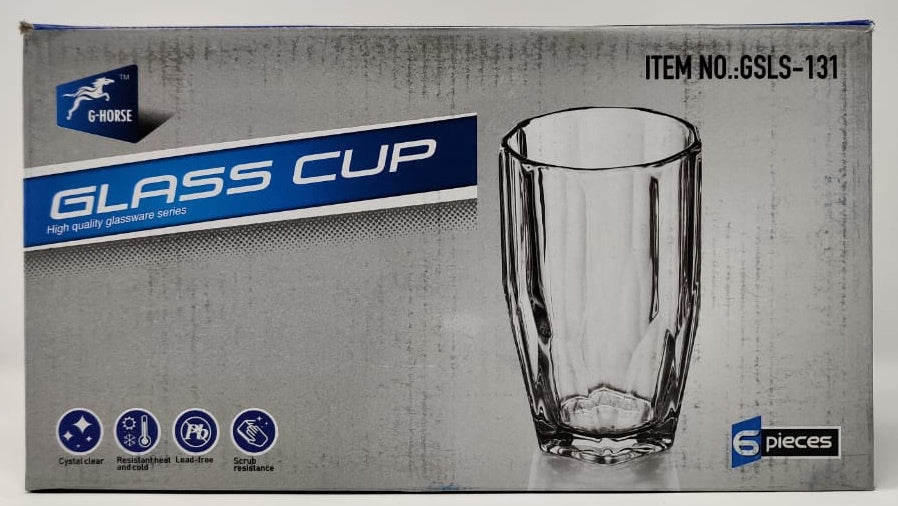 Glass Cup Set 6PCS Clear G-HORSE GLASS-23 GSLS-131