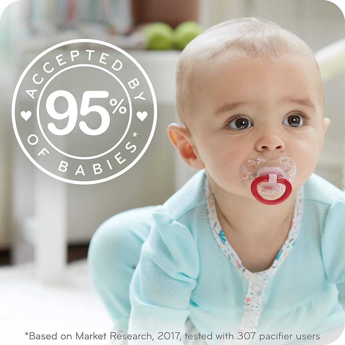 NUK Baby Orthodontic Pacifiers, 0-6 Months, 5-PACK