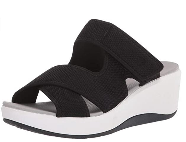 CLARKS Footwear Women's Step Cali Wave Sandal Black Textile