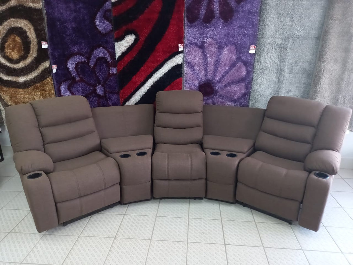 Sofa Recliner Set Sectionals Brown with Cup Holder