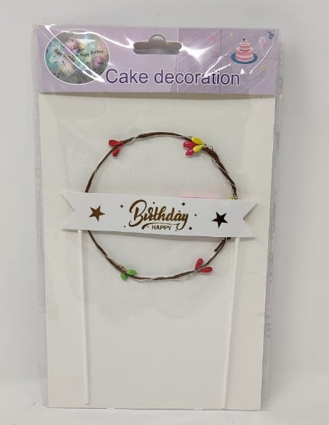 Party Cake Topper Happy Birthday Circle Lighted ZH41