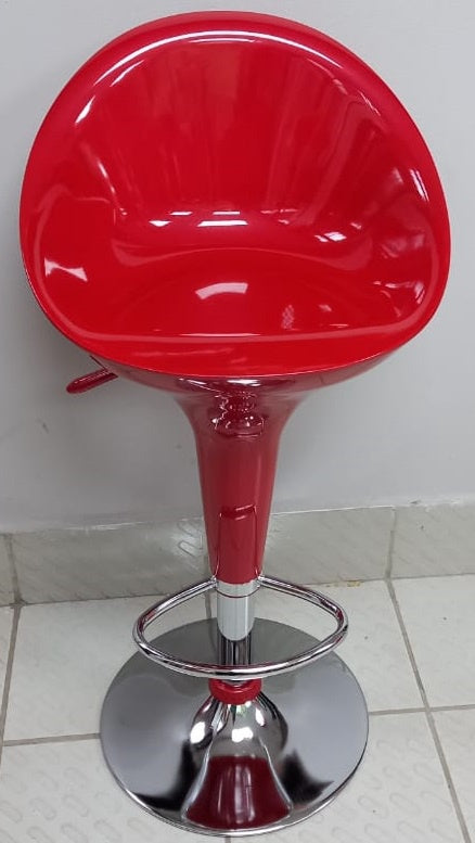 Bar Stool 1833 Red & Chrome Bucket PVC