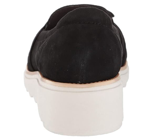 CLARKS Footwear Women's Sharon Dasher Loafer Black Suede with White Outsole