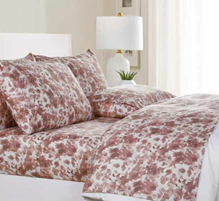 TAHARI Bedsheet Set Modern Rose Floral King 6PCS WRINKLE/STAIN Resistant