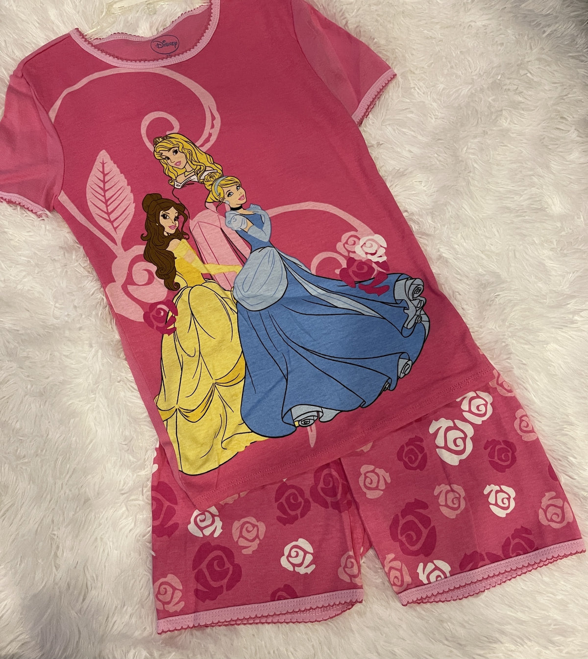 DISNEY Kids Pj Girls Princess Pink Shorts Set
