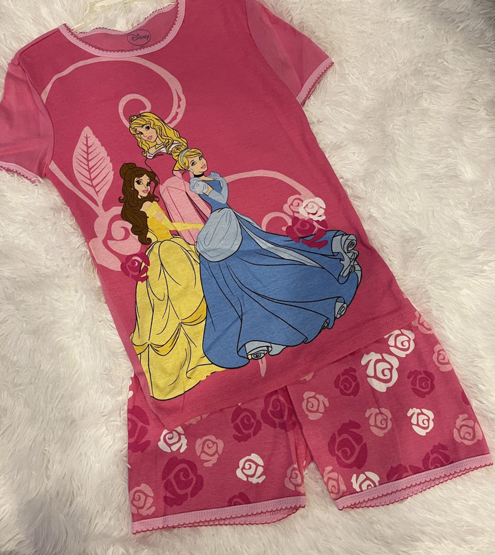 DISNEY Kids Pj Girls Princess Pink Shorts Set