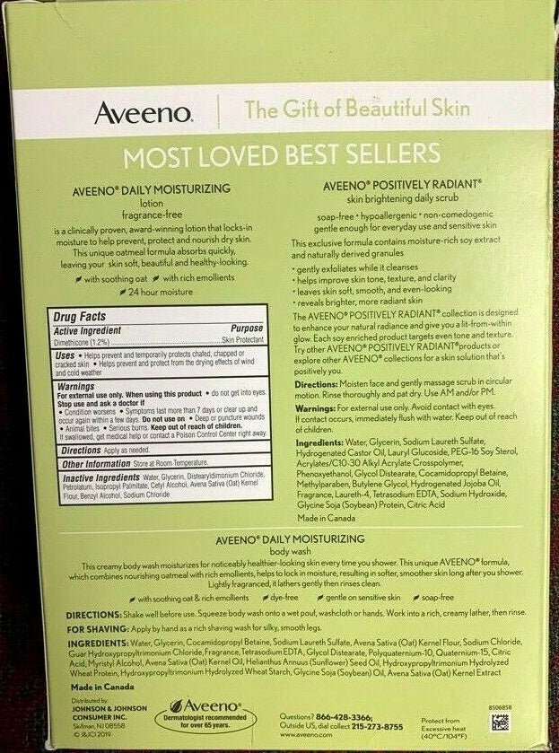 AVEENO Lotion Set Women Most Loved Best Sellers Gift Set Lotion Scrub & Body Wash