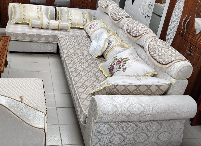 Sofa Set L Shape with Pillows 1801