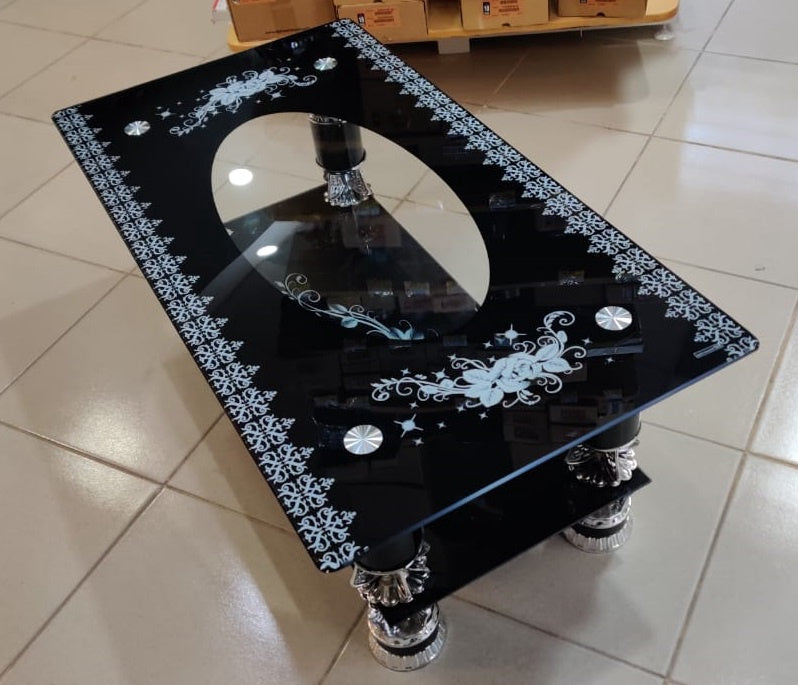 Glass Table Black, White & Silver CJ123