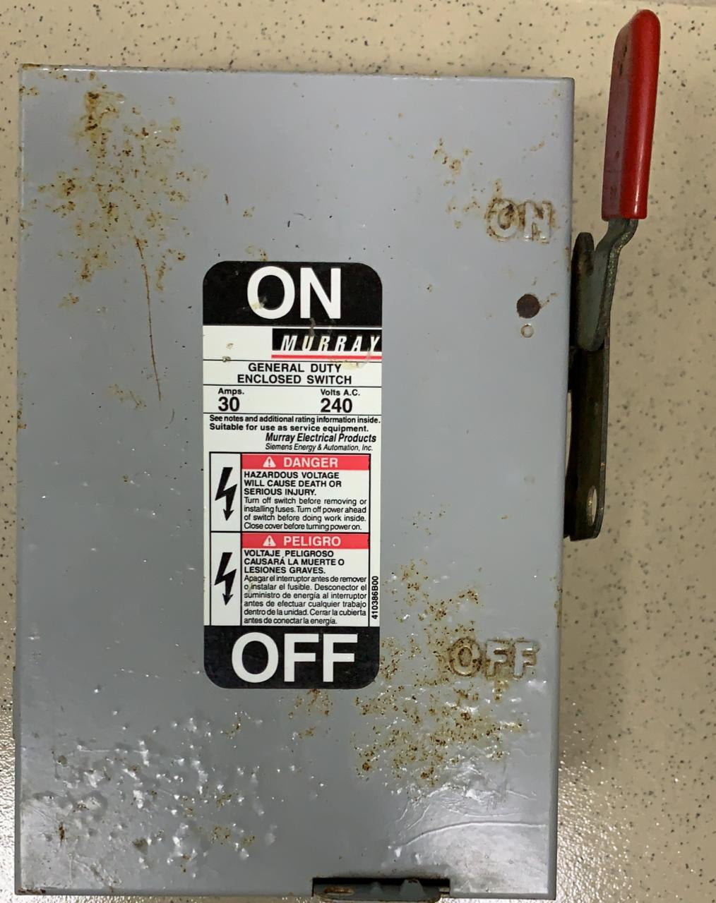 MURRAY Mainswitch 30AMPS Breaker Type Metal GHN321N
