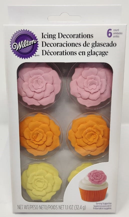 WILTON Baking Icing Decorations 6PCS 710-9988 Rose