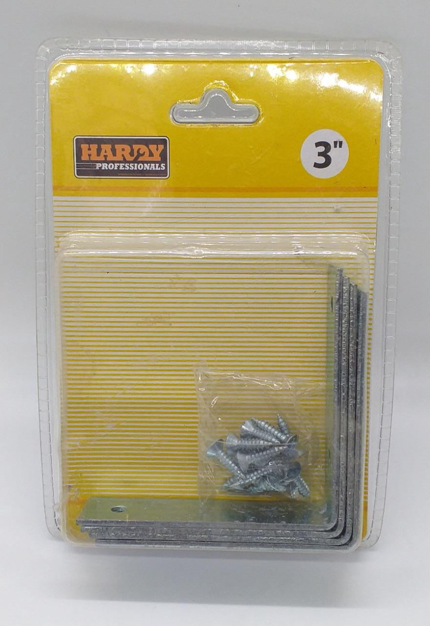 HARDY Angle Corner Bracket 3" 4PCS Pk W/SCREW