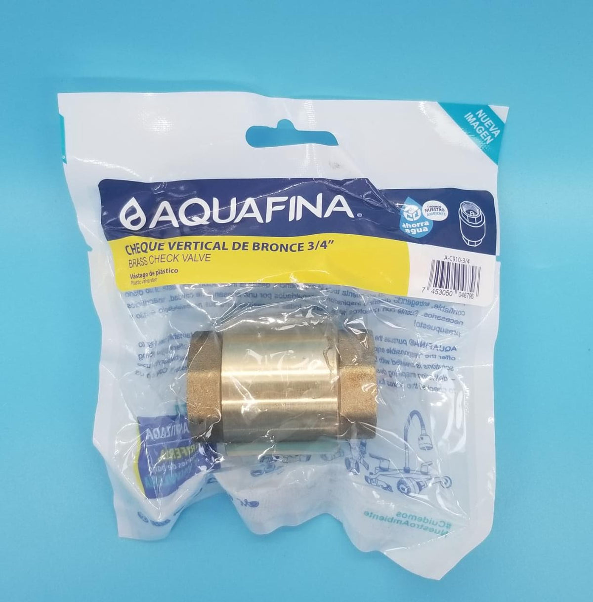 AQUAFINA BLUE Check Valve 3/4" Brass Aquafina Spring Loaded A-C780-3/4