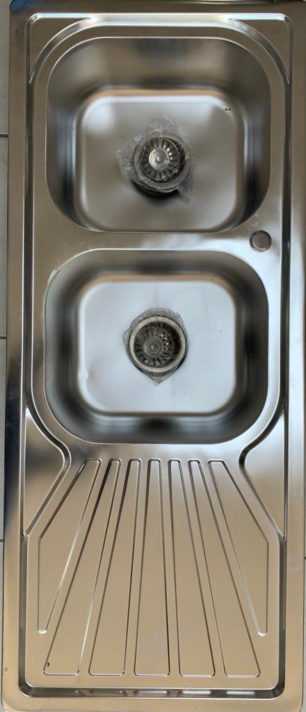 Sink D/BOWL S/DRAIN 47.5" X 20" W/WASTE Flat Edge Fits IN Counter Top