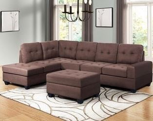 DKLGG Sofa Sectional Modern Microfiber Dark Brown with Ottoman