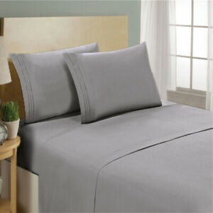JENNIFER STEWART Bedsheet Set Queen Clara Clark 1800 Collection 6-PIECE Light Gray