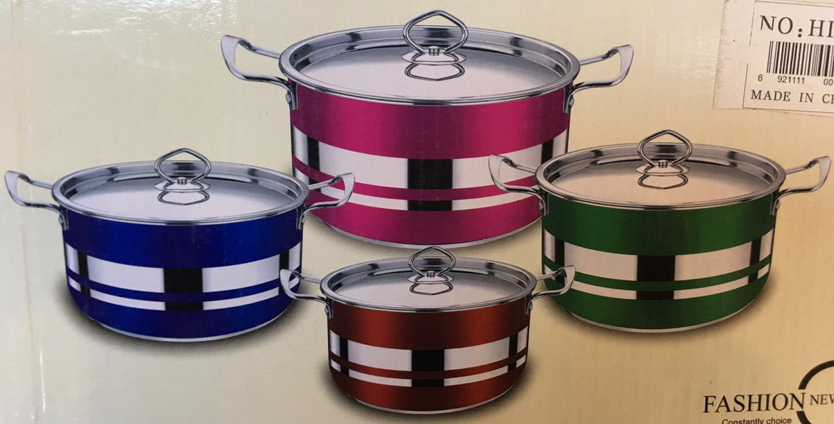 Pot Set S/STEEL H1557 4PCS Colored