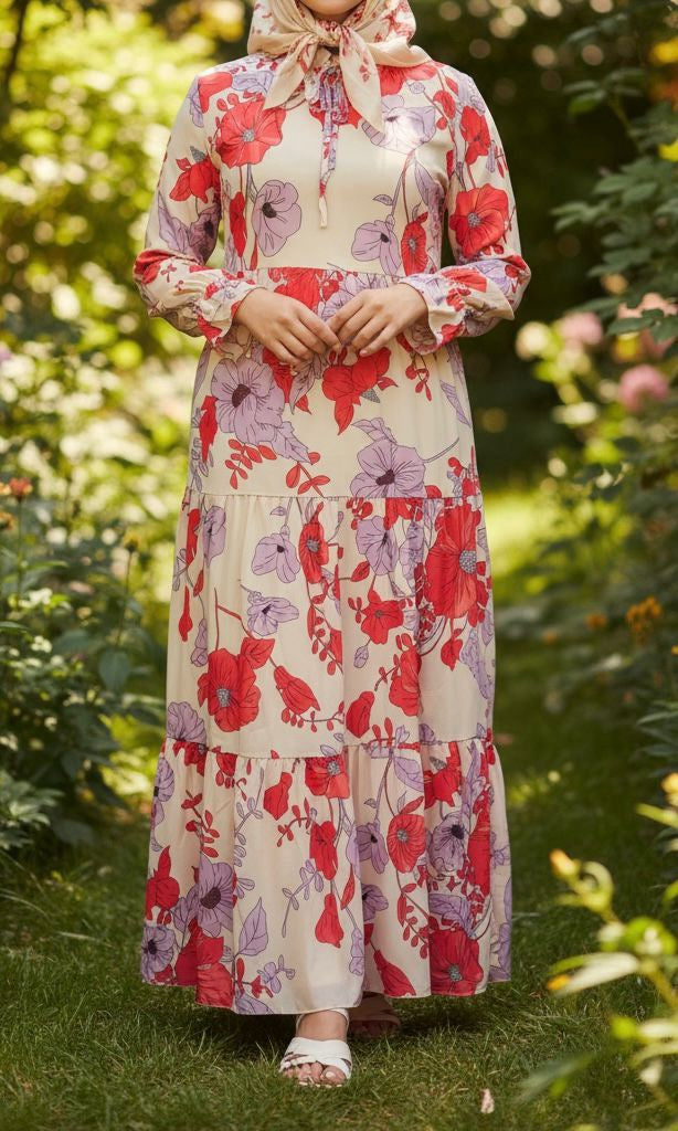 Dress Floral Lined Pink / Orange