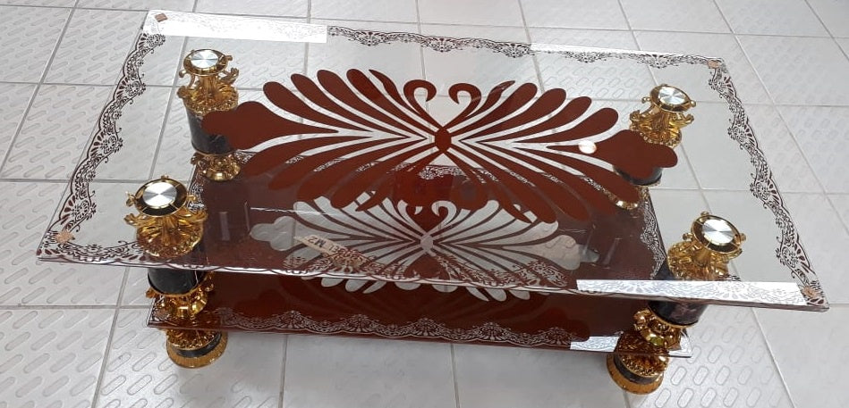 Glass Table M2 Gold & Brown