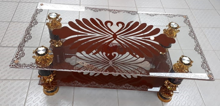 Glass Table M2 Gold & Brown