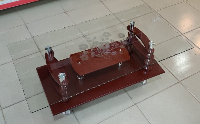 Glass Table Wood Brown & Glass Design AB84