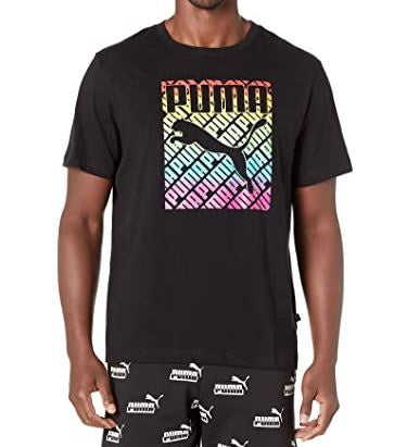 PUMA Men T-SHIRT Black Rainbow Print
